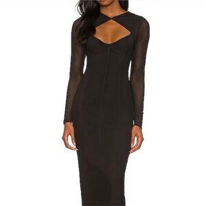 AFRM Sheer Black Long Sleeve Dress